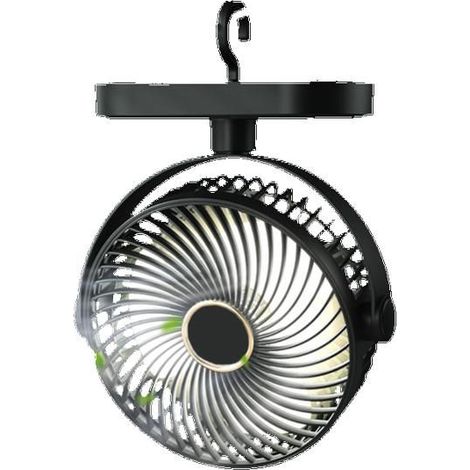 Ventilateur de camping portable avec lanterne LED - batterie rechargeable et crochet de suspension pour tente, voiture (1/5)