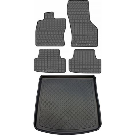 Ensemble de tapis de sol en caoutchouc pour Seat Leon III ST Kombi (janvier 2014 - mars 2020) + tapis de coffre. (1/5)