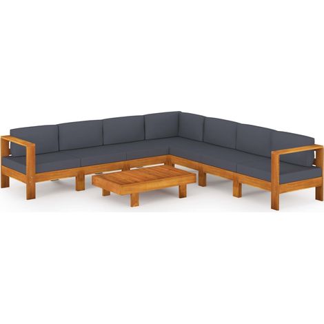 Maison Exclusive - Set Divani Giardino 8 Posti Cuscini Grigi Scuro Massello Acacia