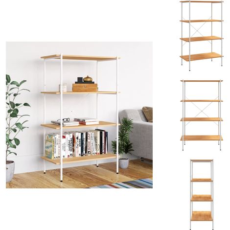Regal mit 4 Böden Weiß und Eiche-Optik 80x40x130 cm - Bücherregal - Regal - Wohnraumorganisation - Aufbewahrungslösung - Stehregal (1/5)
