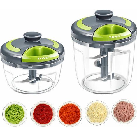 Hachoir manuel 5 secondes, 900 ml, Hacher, découper, mixer, Légumes, Noix, Oignons, Lames en acier inoxydable, Cuisine rapide et facile (noir) (1/5)