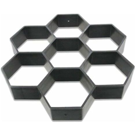 Moule hexagonal réutilisable pour pavés de béton, marcheau, pierre de ciment pour trottoir, allée, terrasse, jardin, route (30 x 30 cm, noir) (1/4)