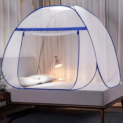 Moustiquaire pliable en polyester, de forme dôme, adaptée à une utilisation intérieure et extérieure, avec fermeture éclair, accessoire de literie. Dimensions : 180 x 200 x 150 cm (1/5)