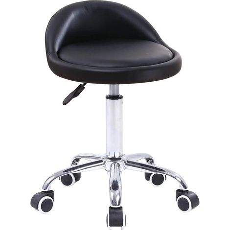 Tabouret à roulettes réglable en Hauteur 46-62cm Noir (1/5)