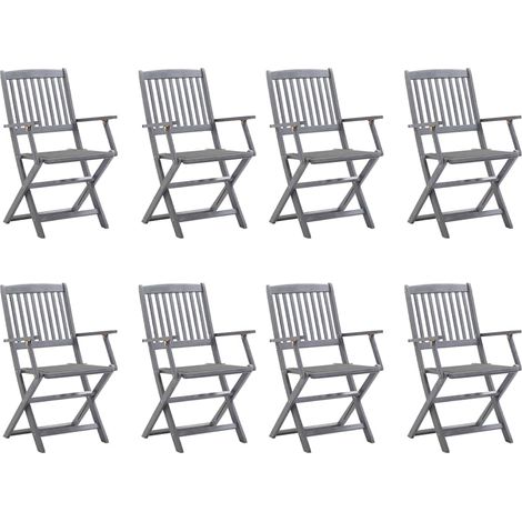 Klappbare Gartenstühle 8 Stk. mit Kissen Massivholz Akazie