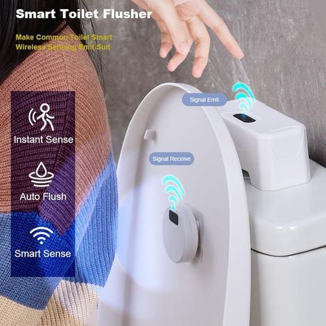 Touchless toilet flush kit with external infrared sensor for automatic, touchless flushing (1 kit) (1/5)
