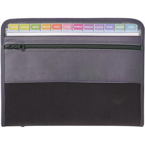 Classeur à soufflets 13 pochettes extensibles A4, trieur de documents avec fermeture éclair, porte-documents organisateur format dossier avec poche avant, noir (1/5)