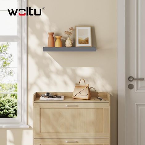 WOLTU 1x Wandregal, Schweberegal MDF Schweberegal, Freischwebendes Regal, für Büro Wohnzimmer Schlafzimmer Küche, 50x22.9x3.8 cm, Dunkelgrau (1/5)