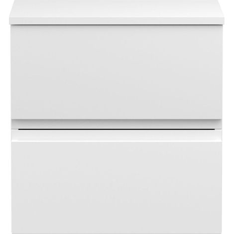 Mavesyn Contemporary 2 Drawer Wall Hung Vanity Unit with Worktop, Satin White, 500mm