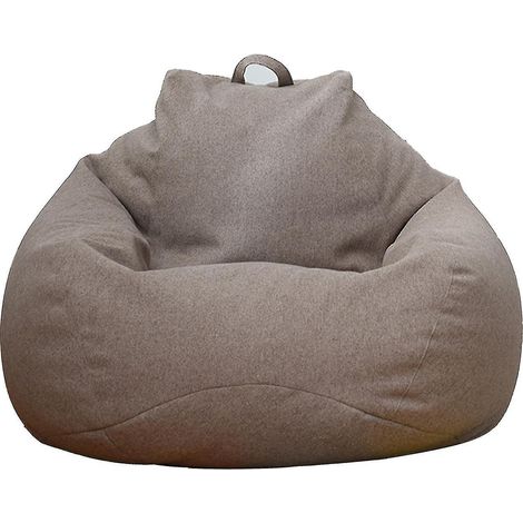 Grand pouf 3 tailles, housse de canapé, d'intérieur, pour adultes et enfants, fauteuil relax - 90 x 110 cm - Marron (1/5)