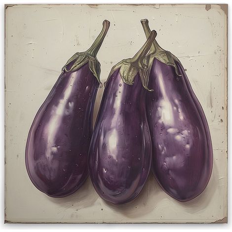 Leinwandbild Küchenmotiv Aubergine M1-No.51830 - Kunstdruck auf Leinwand in Creme Beige - Wandbild 30 x 30 cm (1/5)