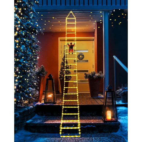 Guirlande Lumineuse Échelle Noël - 3m LED Blanc Chaud IP44 - Pour Décoration Fenêtre, Mur et Jardin avec Père Noël (1/5)