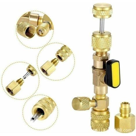 Ventileinsatz-Auszieher/Einbauwerkzeug, SAE 1/4" und 5/16" Messing-Trennventil, Doppelgröße zur Vermeidung von Kältemittellecks für R12, R22 und R410A. (1/4)