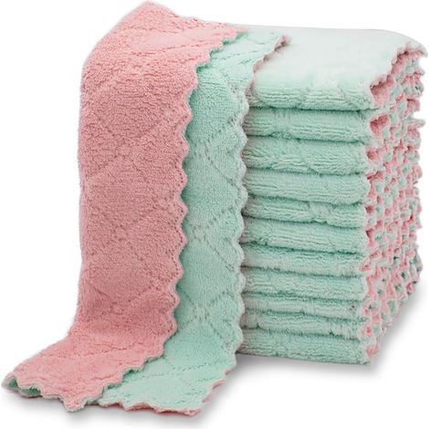 Torchons cuisine en laine corail ultra-absorbants, efficaces contre les taches grasses