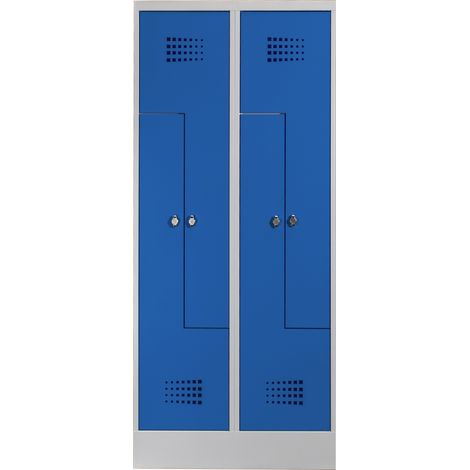 STIER Z-Garderobenspind Premium mit Sockel 4 Abteile Drehriegel lichtgrau/enzianblau (1/2)