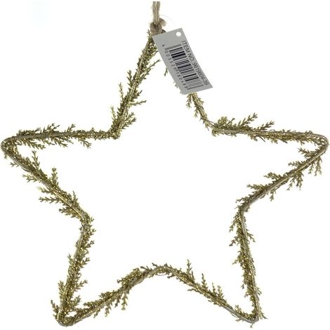 Weihnachtsanhänger Stern Goldfarben Ø 20 cm mit Glitter - Metall & Kunststoff (1/2)