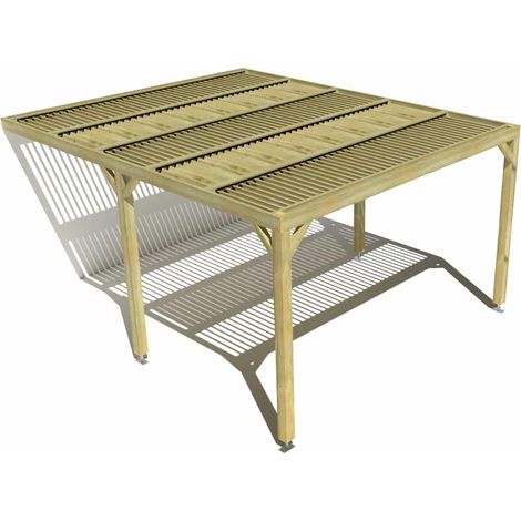 Pergola bois • 4m x 5m • adossée • sens largeur • lames orientables bioclimatiques incluses • livraison comprise (1/3)