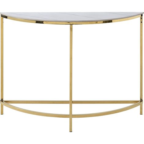 Console en céramique et acier inoxydable - Effet marbre blanc et Doré - CYLIAN (1/4)