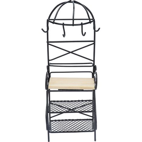 Présentoir de rangement miniature à l'échelle 1:12, étagère à pain pour mini poupée, accessoires de cuisine pour maison de poupée, noir (1/5)