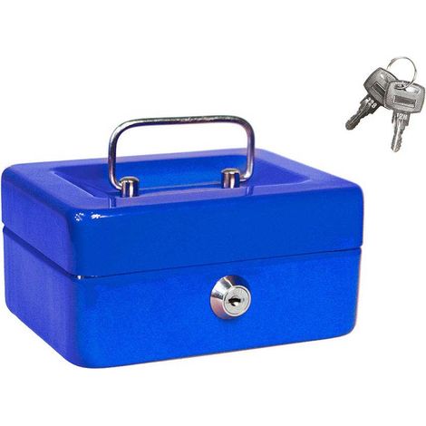 Cassetta portavalori cassaforte di sicurezza in metallo con scomparto e divisori portamonete doppia chiave 15 x 12 x 8 cm (1/5)