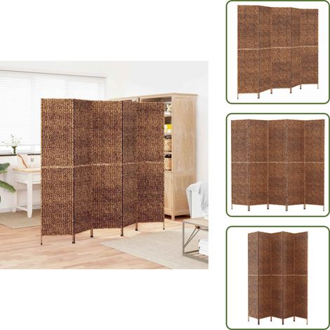 The Living Store Paravent 5-tlg. Braun 205x180 cm Wasserhyazinthe - Wasserhyazinthe (1/5)
