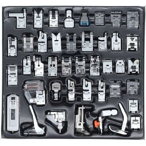 42 PCS Machine à Coudre Piedsdebiche Set Home Machine à Coudre MultiFunction Pieddebiche Costume Combinaison Cadeaux de Couture Convient pour la Plupart des modèles de Machines à Coudre (1/5)