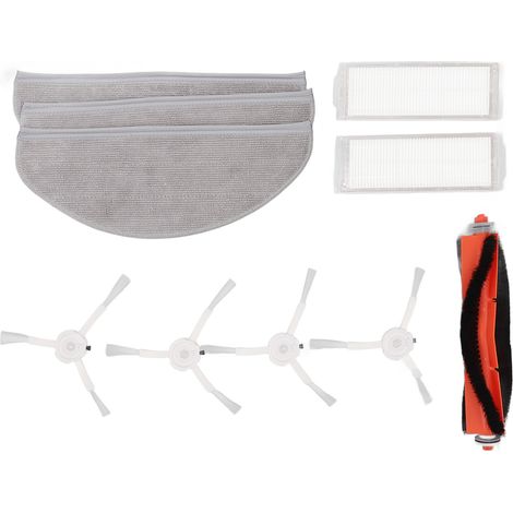 Ensemble de brosses, filtres et lingettes de nettoyage pour robot laveur de sols en silicone ABS, compatible avec le robot laveur de sols MJSTP Mi 2 Lite. (1/5)