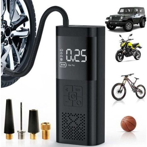 Portable Tire Inflator Air Compressor - 180 PSI & 4000mAh Powerful Tire Inflator, 3 Times Faster Inflation Electric Air Pump with Digital Pressure Gauge for (1/4)