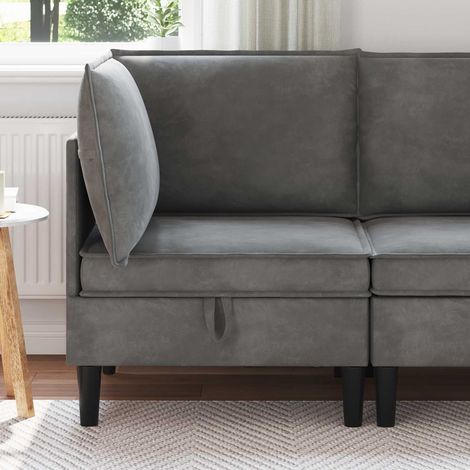 vidaXL Sofa avec rangement Gris foncé Velours (1/5)