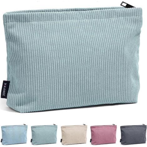 Petite trousse de maquillage pour sac à main, pochette de voyage en velours côtelé, portable et polyvalente, avec fermeture éclair, pour femmes. (1/5)