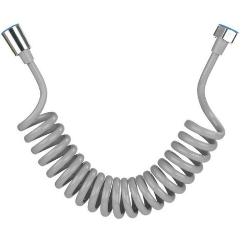 Flexible de douche,Tuyau de douche en mousse avec bouchon en cuivre, tuyau à ressort télescopique, flexible rétractable pour douchette, WC et bidet(3M Gris) (1/5)