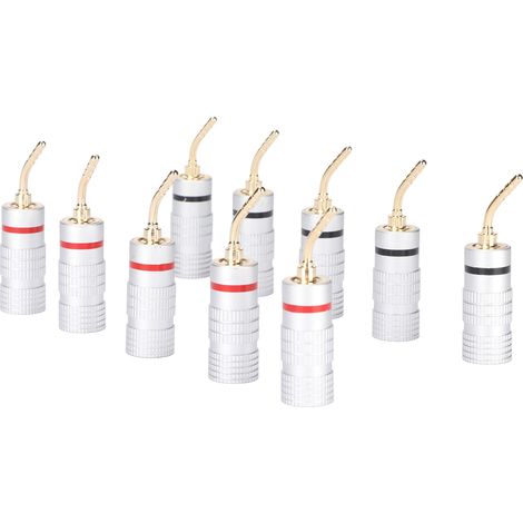 10 connecteurs banane plaqués or 24K pour câbles audio, home cinéma, hi-fi - lot de 10 (1/5)