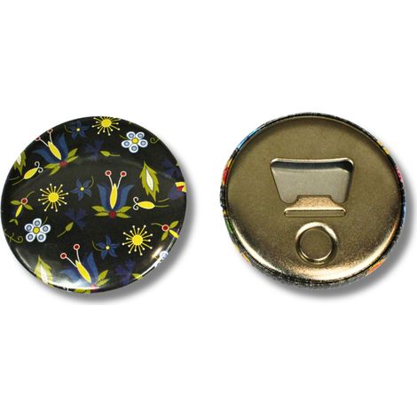 Magnete con apri, fiori popolari kashubiani, nero (1/2)
