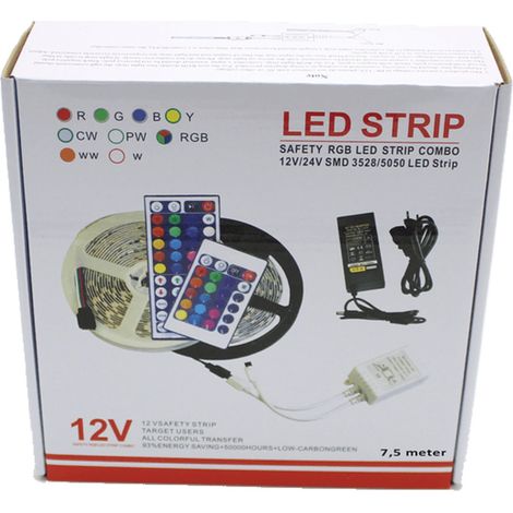 Bande LED, 7,5 m, RGB, télécommande, pour la décoration de meubles, téléviseurs, étagères et environnements intérieurs.-AquaForge (1/2)