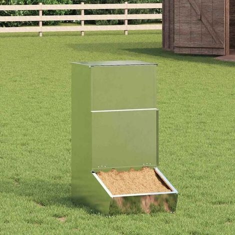 Mangeoire argentée pour cochons, 55 x 38 x 76 cm, acier galvanisé.