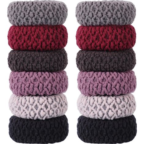 12 Pièces Elastique Cheveux Femme, Chouchou Cheveux Fille Epais pour Filles Dames (Coloré) (1/5)