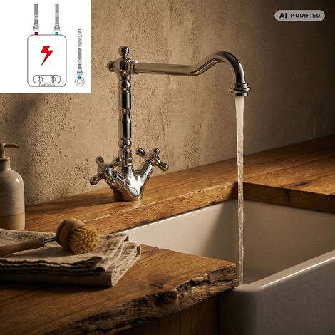 Robinet de cuisine rétro à basse pression PaulGurkes en chrome antique (1/5)