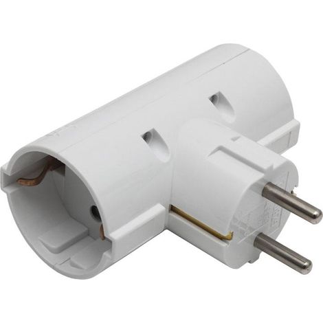 COFAN adaptador schuko 2 vias (16a-250v) , Adaptador doble Schuko con 2 puntos de conexión y toma de tierra, 16 A 250 V. Color blanco. Máxima potencia: 3680 W. Aplicaciones habitu (1/3)