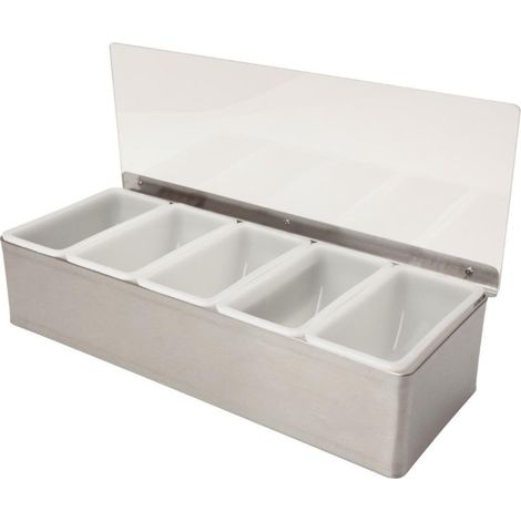 Boîte à compartiments en inox 5x568 ml - 151 x 384 x 94 mm - BEAUMONT