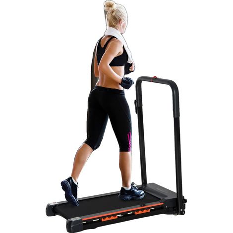 Tapis de course pliable, vitesse réglable, fonction d'arrêt d'urgence, noir (1/5)