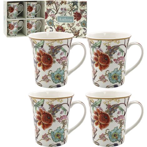 4er-Set Anthina Porzellantassen Kaffee- und Tee-Geschenkset