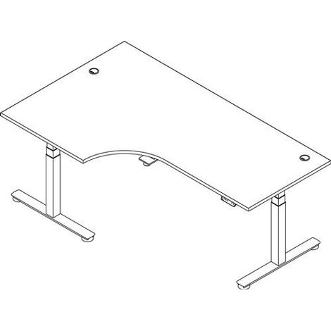 Schreibtisch Teda H630-1270xB2000xT1200mm weiß Winkelf.R/L elektr.höhenv. (1/2)
