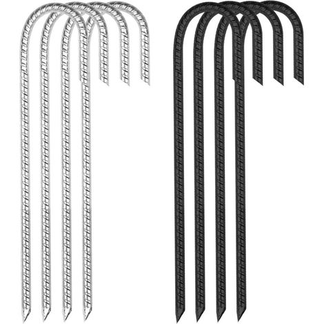 Bodenanker 8 Stück 30 cm mit J-Haken aus verzinktem Stahl – Trampolinheringe – Sturmanker (1/5)