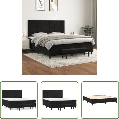 vidaXL Matelas à ressorts ensachés - Sommier à lattes de lit et matelas Noir 160x200 cm Velours (1/5)