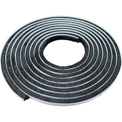 Bande de Joint de Brosse - 9 mm x 15 mm x 5 m - Pour Fenêtres et Portes - Joint Étanche Anti-poussière Coupe-vent - Noir