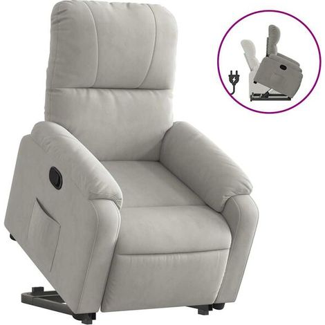 Fauteuil inclinable en tissu microfibre gris clair (1/5)