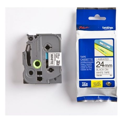 Brother TZe-251 (TZE251) Laminierte Etikettenkassette, Schwarz auf Weiß, 24 mm, 8 m