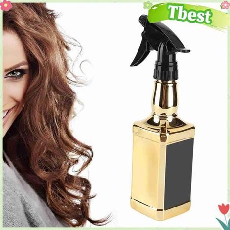 Tbest Flacon pulvérisateur de coiffure Bouteille de pulvérisation de coiffure de 500ml, outils de coiffure pour hygiene brosse Or (1/4)
