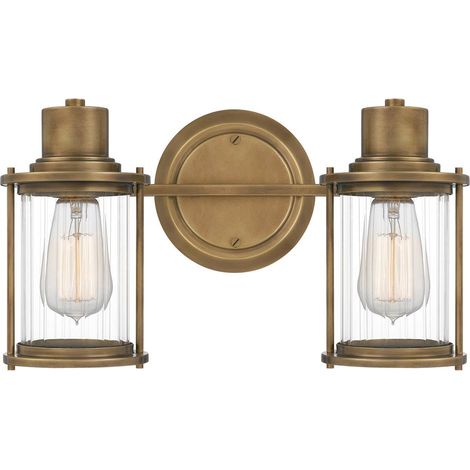 Elstead Quoizel Riggs Lampada da parete in ottone anticato, IP44 (1/5)