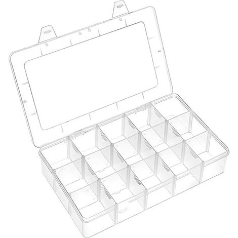 Boite Rangement Plastique Boite a Bijoux Casier Rangement Boite de Rangement Plastique Ajustable à Usages Multiples Petite Boite Plastique (15 Compartiments x 1, Transparent) (1/4)